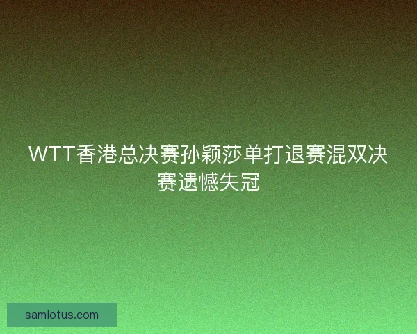 WTT香港总决赛孙颖莎单打退赛混双决赛遗憾失冠 WTT香港总决赛孙颖莎单打退赛混双决赛遗憾失冠