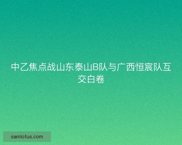 中乙焦点战山东泰山B队与广西恒宸队互交白卷