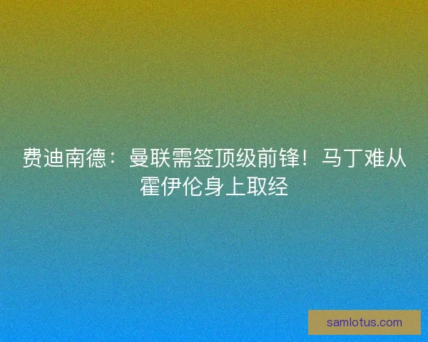 费迪南德：曼联需签顶级前锋！马丁难从霍伊伦身上取经